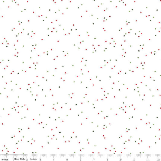 Blossoms on White - Santa Claus - C730-SANTACLAUS by Riley Blake Designs - Sold in 1/2 yard increments, continuous cut