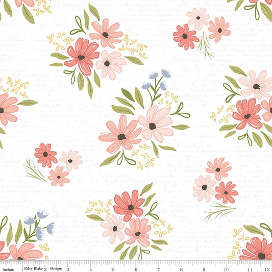 Between the Pages Main White - by Fran Gulick of Cotton & Joy for Riley Blake Designs - Sold in 1/2 yard increments, continuously cut