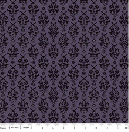 Spooky Hollow Damask Eggplant - Riley Blake