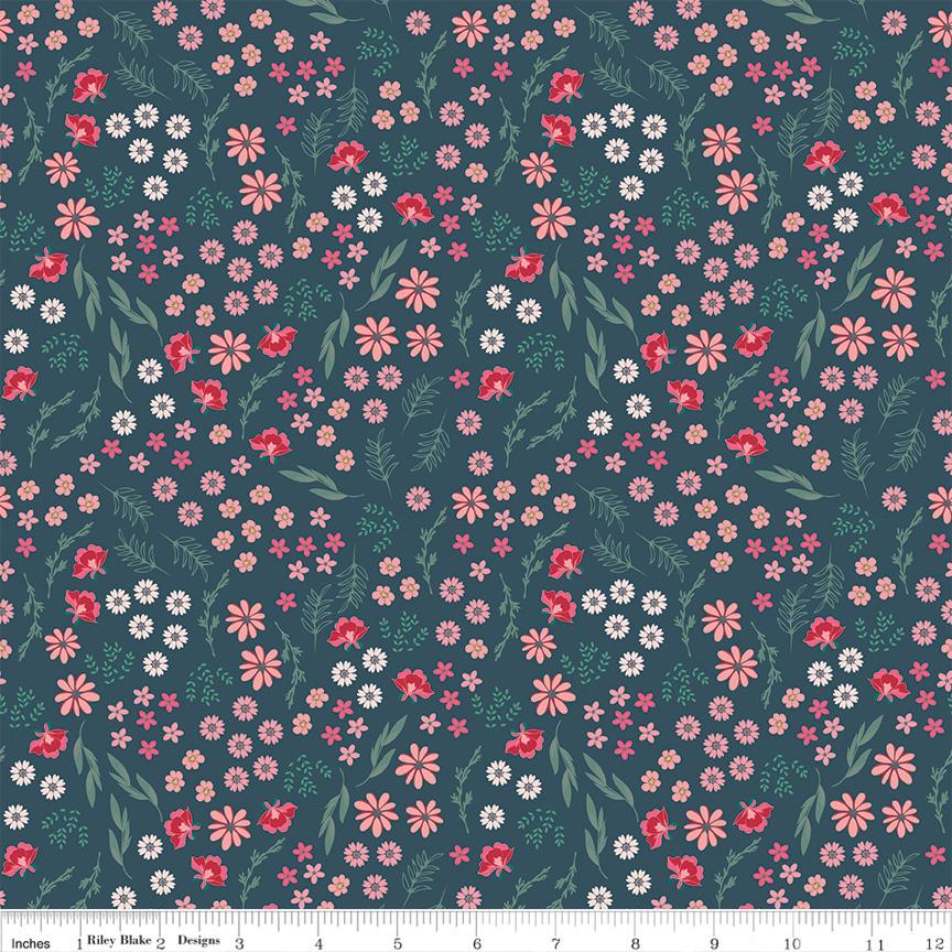 Berry Market Bouquets 100% Cotton Quilting Fabric - Bev McCullough/Riley Blake - Sold in 1/2 Yard increments, continuously cut.  C15744