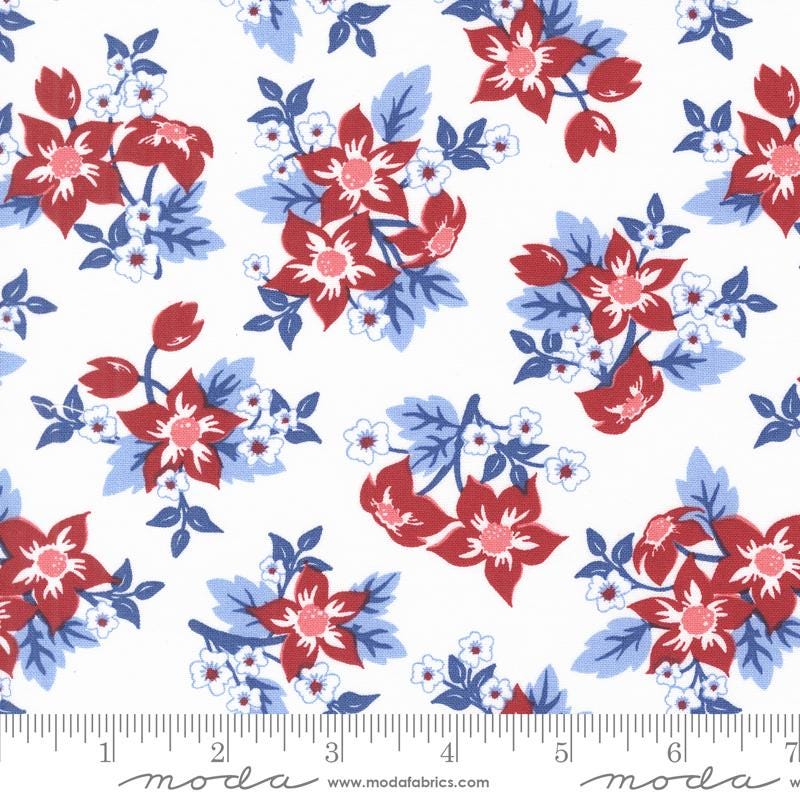 Star Spangled Memorial Flowers by April Rosenthal for Moda Fabrics 24170 11 - Sold in 1/2 Yard Increments, Continuously Cut