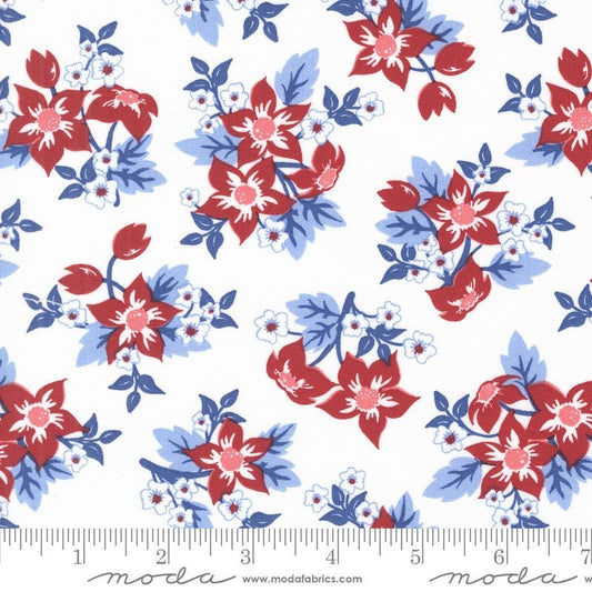 Star Spangled Memorial Flowers by April Rosenthal for Moda Fabrics 24170 11 - Sold in 1/2 Yard Increments, Continuously Cut