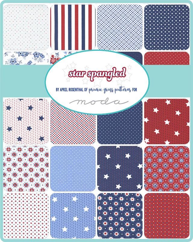 Star Spangled Charm Pack - 42 Pieces - 5" Squares by April Rosenthal of Prairie Grass for Moda Fabrics
