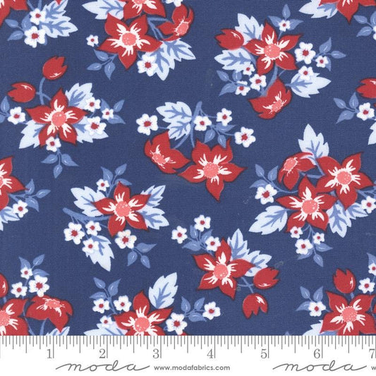 Star Spangled Memorial Flowers Floral Twilight by April Rosenthal for Moda Fabrics 24170 13 - Sold in 1/2 Yard increments, continously cut