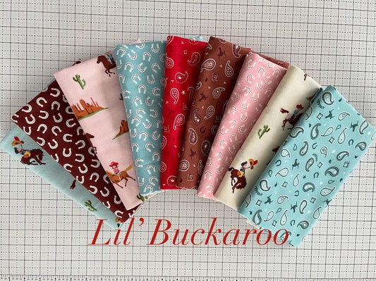 Lil' Buckaroo Flannel Fabric Set by Riley Blake. Quilts for Baby Cowboys - Baby Quilts, Rag Quilts, and Soft Toys. 9 Pieces Multiple Sizes.