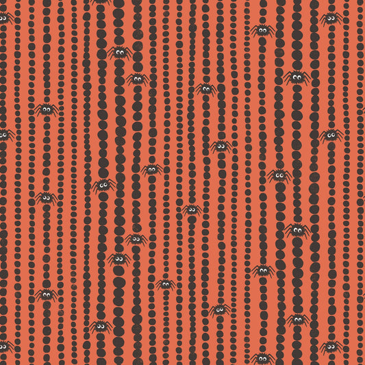 Gothic Whimsy Halloween Fabric by Cloud 9 Fabrics - Spider Stripes 227993 - sold in 1/2 yard increments, continuously cut