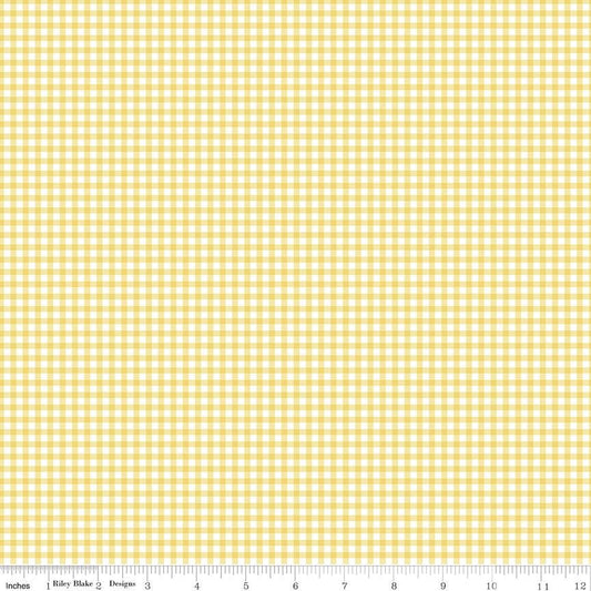Gingham Yellow 1/8" Small 100% Quilting Cotton Basic by Riley Blake Designs - Sold in 1/2 yard increments, continuously cut - C15845