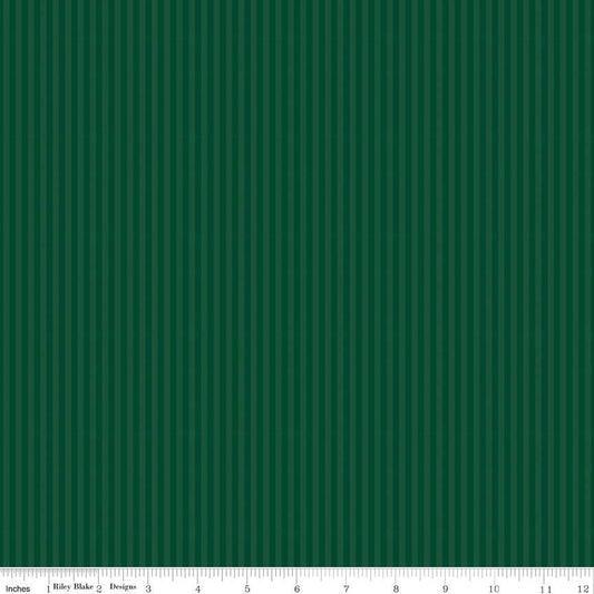 Tonal Stripe Christmas Green 1/8" - Basics by Riley Blake Designs - 100% Cotton Quilting Fabric Sold in 1/2 Yard increments, continuous cut.