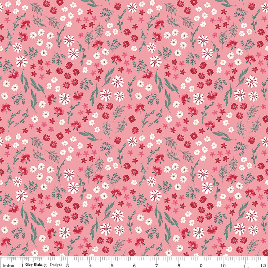 Berry Market Bouquets 100% Cotton Quilting Fabric - Bev McCullough/Riley Blake - Sold in 1/2 Yard increments, continuously cut.  C15744