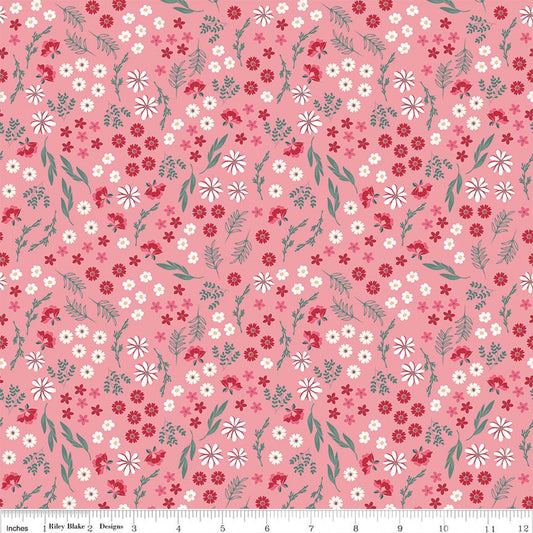 Berry Market Bouquets 100% Cotton Quilting Fabric - Bev McCullough/Riley Blake - Sold in 1/2 Yard increments, continuously cut.  C15744