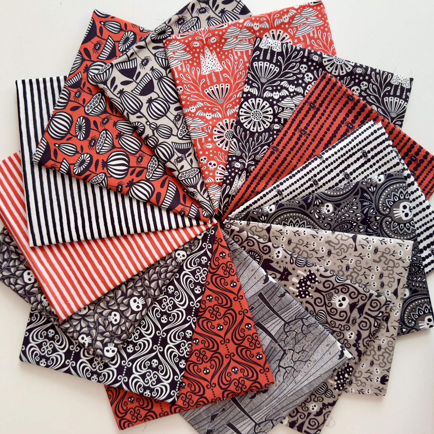 Gothic Whimsy Halloween Fabric by Cloud 9 Fabrics - Skulls Garden 227990 - sold in 1/2 yard increments, continuously cut