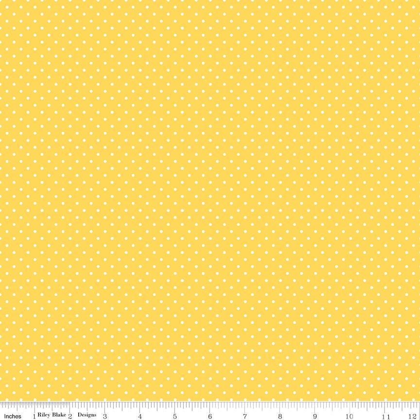 Swiss Dot White on Yellow 100% Cotton Quilting Fabric by Riley Blake Designs - C670-50 - Sold in 1/2 yard increments, continuously cut