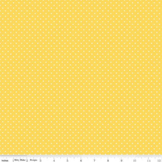 Swiss Dot White on Yellow 100% Cotton Quilting Fabric by Riley Blake Designs - C670-50 - Sold in 1/2 yard increments, continuously cut