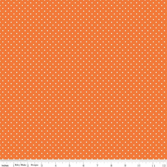 Swiss Dot White on Orange 100% Cotton Quilting Fabric by Riley Blake Designs - C670-60 - Sold in 1/2 yard increments, continuously cut