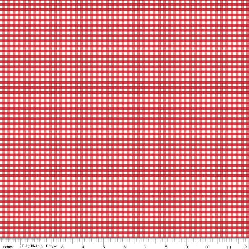Gingham Red 1/8" Small 100% Quilting Cotton Basic by Riley Blake Designs - Sold in 1/2 yard increments, continuously cut - C440-21
