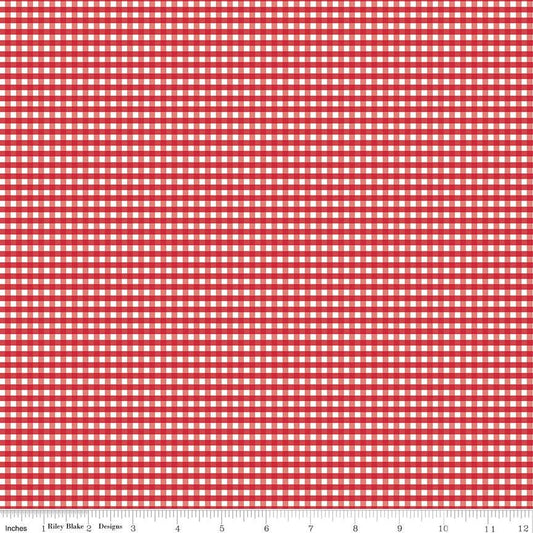 Gingham Red 1/8" Small 100% Quilting Cotton Basic by Riley Blake Designs - Sold in 1/2 yard increments, continuously cut - C440-21