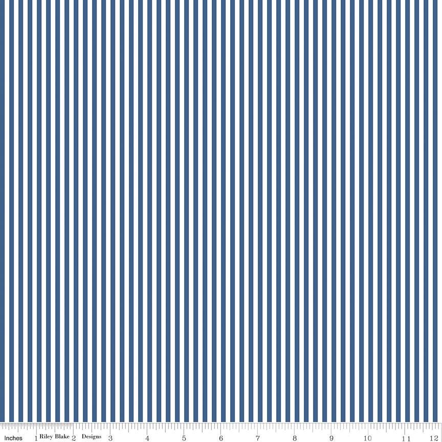Denim 1/8" Stripe - Basics by Riley Blake Designs - 100% Cotton Quilting Fabric Sold in 1/2 Yard increments, continuous cut.