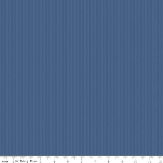 Tonal Stripe Blue Denim 1/8" - Basics by Riley Blake Designs - 100% Cotton Quilting Fabric Sold in 1/2 Yard increments, continuous cut.
