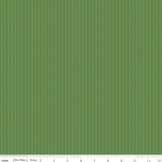 Tonal Stripe Green Clover 1/8" - Basics by Riley Blake Designs - 100% Cotton Quilting Fabric Sold in 1/2 Yard increments, continuous cut.
