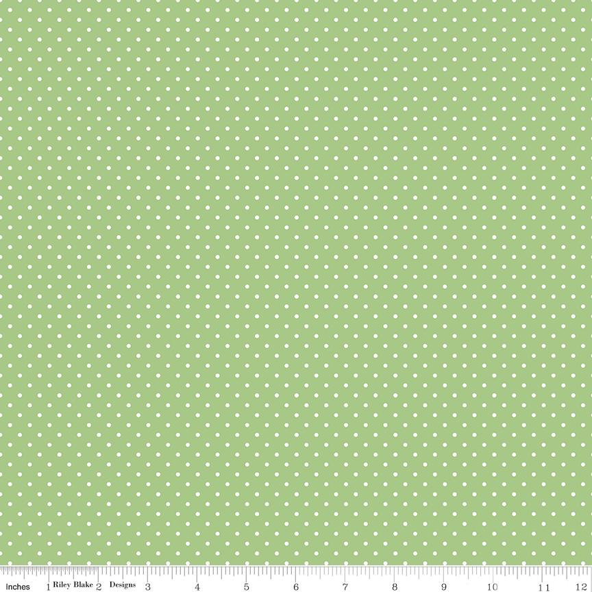 Swiss Dot White on Green 100% Cotton Quilting Fabric by Riley Blake Designs - C670-GREEN - Sold in 1/2 yard increments, continuously cut