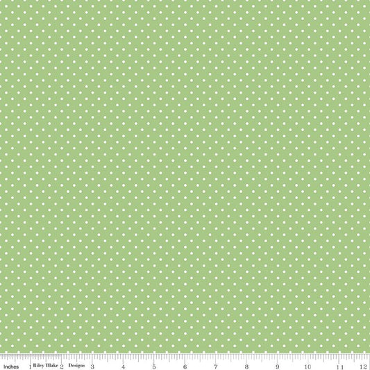 Swiss Dot White on Green 100% Cotton Quilting Fabric by Riley Blake Designs - C670-GREEN - Sold in 1/2 yard increments, continuously cut