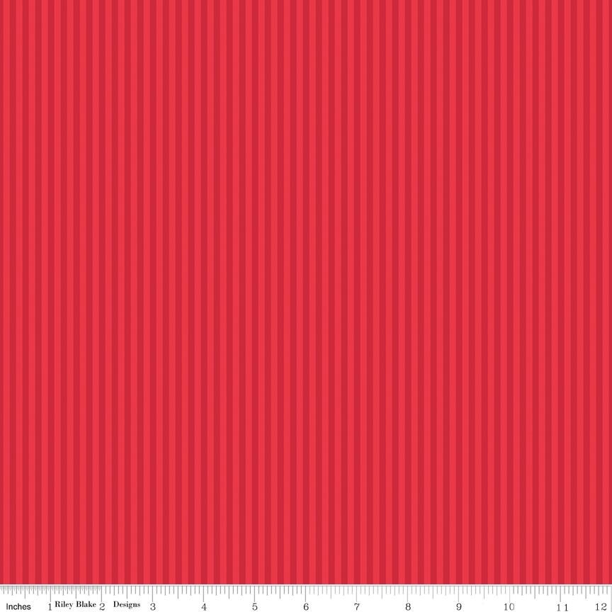 Tonal Stripe Blue Red 1/8" - Basics by Riley Blake Designs - 100% Cotton Quilting Fabric Sold in 1/2 Yard increments, continuous cut.