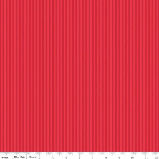 Tonal Stripe Blue Red 1/8" - Basics by Riley Blake Designs - 100% Cotton Quilting Fabric Sold in 1/2 Yard increments, continuous cut.