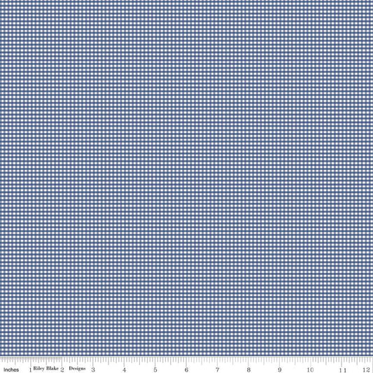 Gingham Denim Mircro - 100% Quilting Cotton Basic by Riley Blake Designs - Sold in 1/2 yard increments, continuously cut - C455