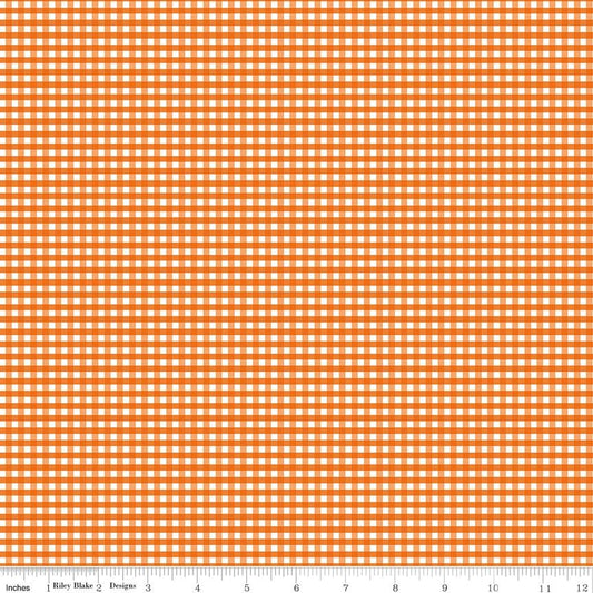 Gingham Orange 1/8" Small 100% Quilting Cotton Basic by Riley Blake Designs - Sold in 1/2 yard increments, continuously cut - C440 Autumn