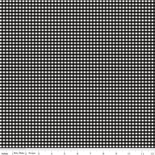 Gingham Black 1/8" Small 100% Quilting Cotton Basic by Riley Blake Designs - Sold in 1/2 yard increments, continuously cut - C440-21