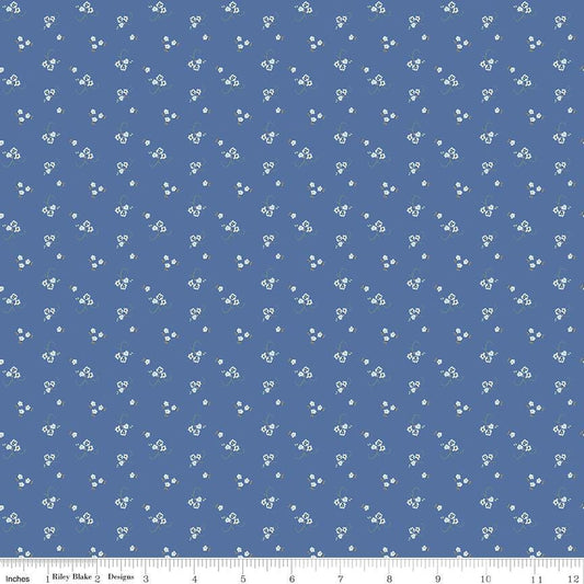 Bluegrass Charm Floral Cotton Quilting Fabric by Melissa Mortenson for Riley Blake - Sold by 1/2 Yard, continuously cut.