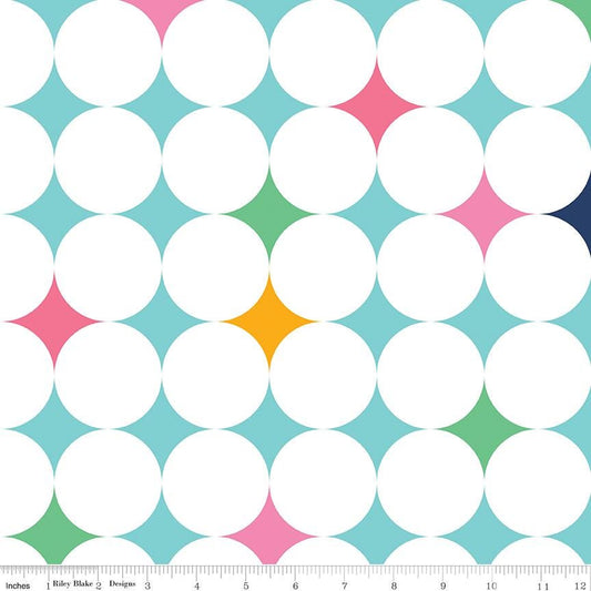 108" Wideback  Effervescence Aqua Quilt Backing Fabric 100% Cotton by Sue Daley for Riley Blake Desings - Sold by 1/2 Yard, continuous cut