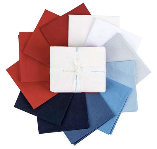 Patriotic 12 Piece Fat Quarter Bundle - Confetti Cotton Solids by Riley Blake Designs Basics Bundle - 100% Cotton Premium Quilting Fabric