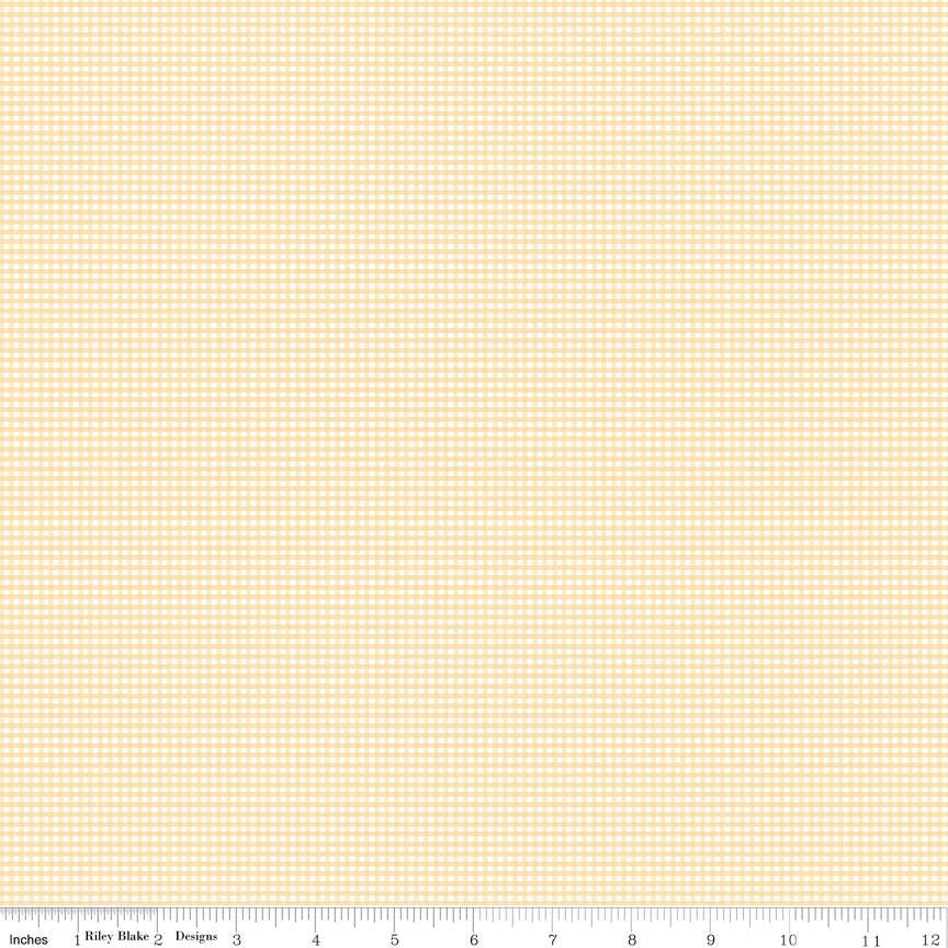 Yellow Mircro Gingham Beehived - 100% Quilting Cotton Basic by Riley Blake Designs - Sold in 1/2 yard increments, continuously cut - C455