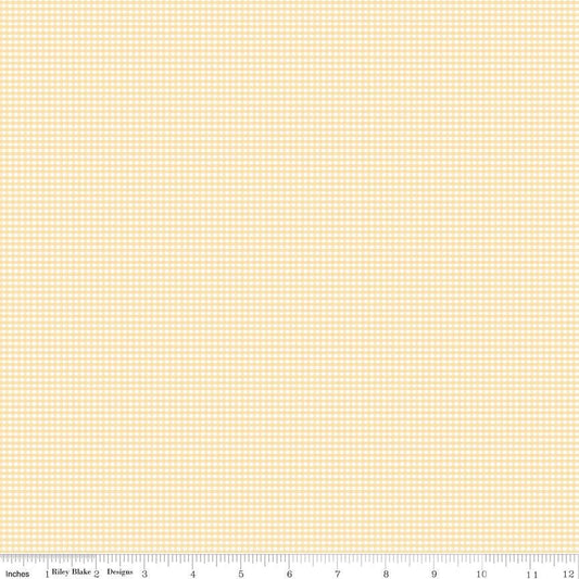 Yellow Mircro Gingham Beehived - 100% Quilting Cotton Basic by Riley Blake Designs - Sold in 1/2 yard increments, continuously cut - C455