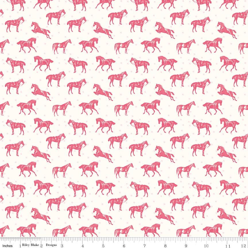 Bluegrass Charm Horses (Multiple Colors) Cotton Quilting Fabric by Melissa Mortenson for Riley Blake - Sold by 1/2 Yard, continuously cut.