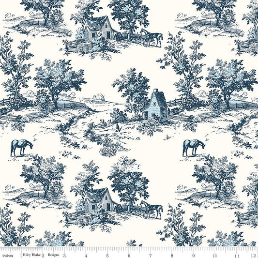 Bluegrass Charm Toile (Multiple Colors) Cotton Quilting Fabric by Melissa Mortenson for Riley Blake - Sold by 1/2 Yard, continuously cut.