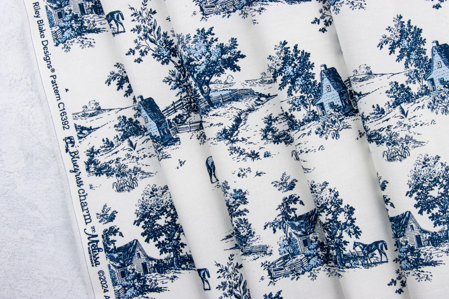 Bluegrass Charm Toile (Multiple Colors) Cotton Quilting Fabric by Melissa Mortenson for Riley Blake - Sold by 1/2 Yard, continuously cut.