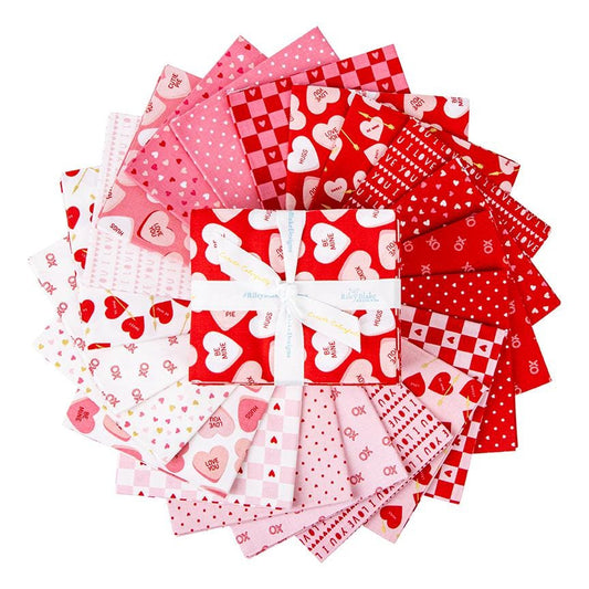 Sweetheart 21 piece Valentine Fat Quarter Bundle 100% Cotton Quilting Fabric by My Mind's Eye for Riley Blake - Each Fat Quarter - 18 X 21"