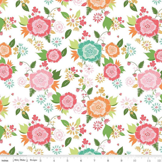 Summer Skies and Fireflies Main White - 100% Cotton Quilting Fabric by Gracie Larson for Riley Blake- Sold by the 1/2 yard.  5-16370-42