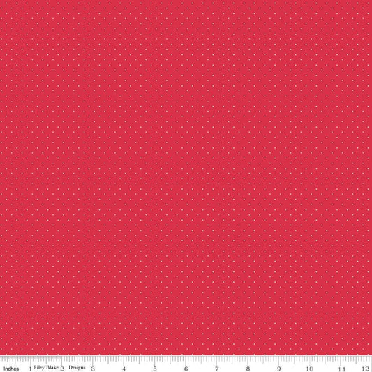 American Jane Pindots - Tiny White Dots on Cherry Red Cotton Quilting Fabric by Riley Blake Designs - C840 - Sold in 1/2 yard increments