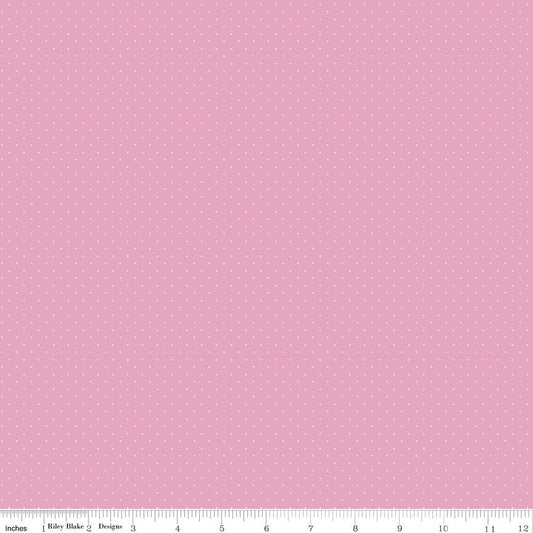 American Jane Pindots - Tiny White Dots on Pink Cotton Quilting Fabric by Riley Blake Designs - C840 - Sold in 1/2 yard increments