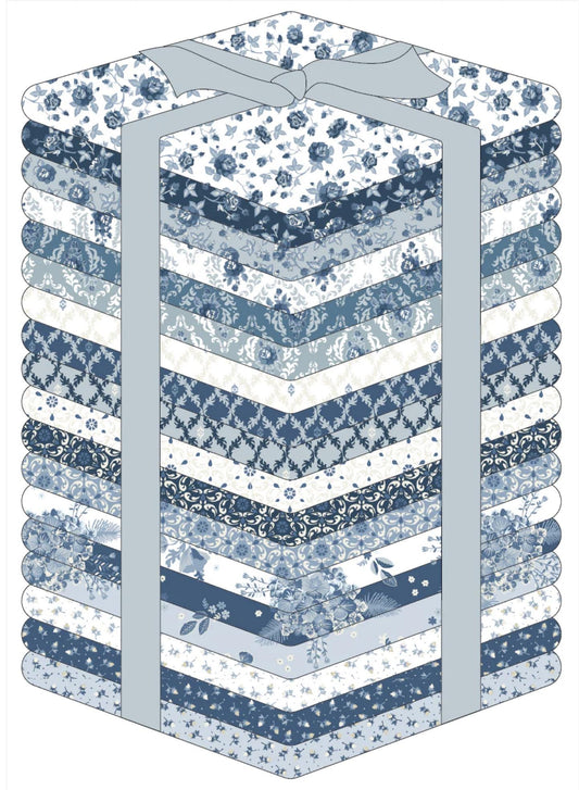 Poppie Cotton Lakeland Blues - 18 Piece Fat Quarter Bundle - 100% Cotton Quilting Fabric LB25821