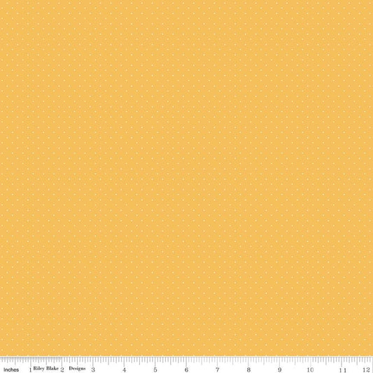 American Jane Pindots - Tiny White Dots on Yellow Cotton Quilting Fabric by Riley Blake Designs - C840 - Sold in 1/2 yard increments